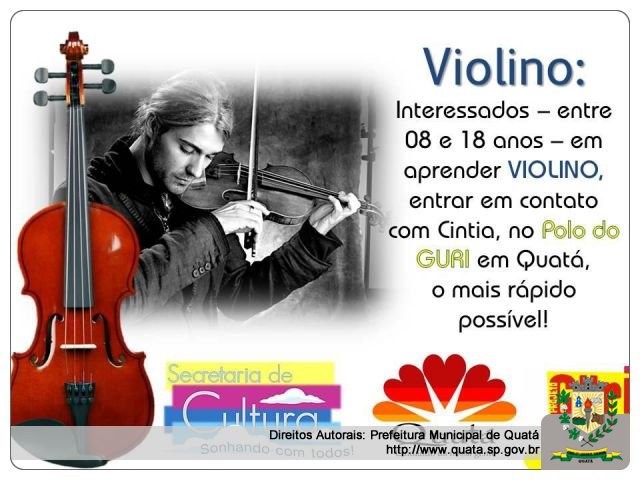 Notícia Projeto Guri abre espaço para novos talentos - Interessados em aprender a tocar Violino, chegou sua vez!