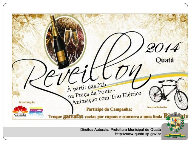 Notícia Reveillon 2014 em Quatá - Campanha troque garrafas vazias por cupons e concorra a uma Bicicleta