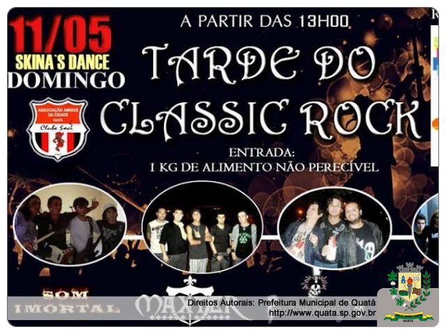 Notícia Tarde do Classic Rock será realizada na Skina´s Dance