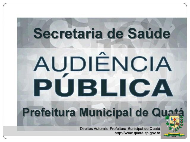 Notícia Secretaria de Saúde realizará Audiência Pública