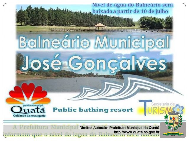 Notícia Nível de água do Balneário irá baixar