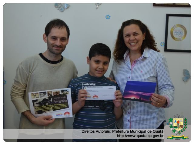 Notícia 1º Lugar do Concurso Cultural de Fotografias recebeu prêmio de R$ 300,00 da Prefeitura e Secretaria de Cultura