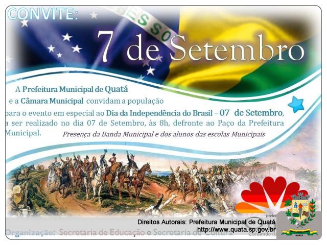 Notícia Comemoração ao Dia da Independência do Brasil - 7 de Setembro