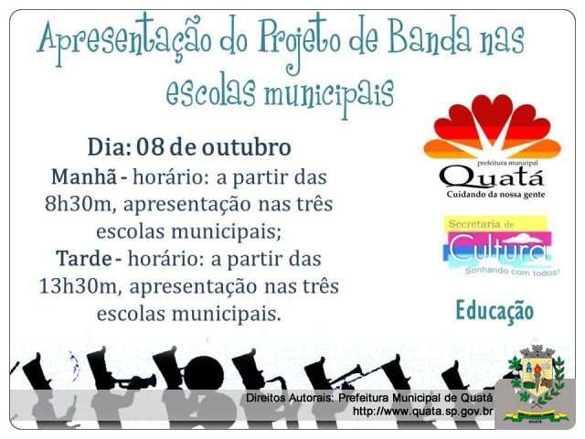 Notícia Apresentação do Projeto de Bandas nas Escolas Municipais