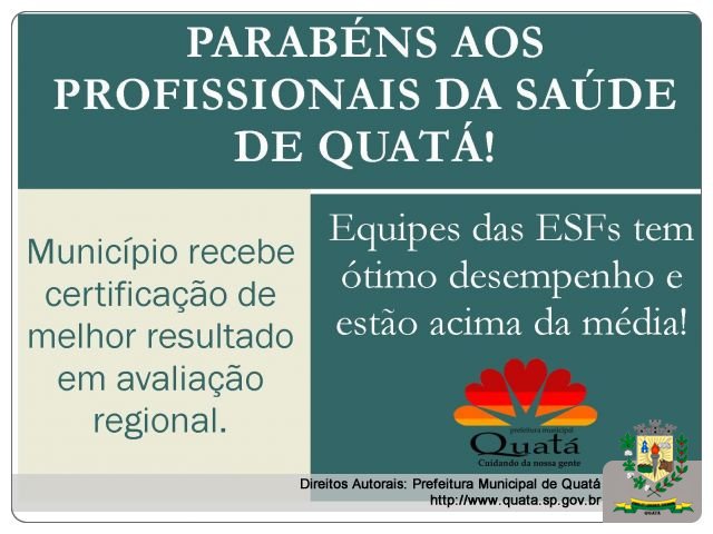 Notícia Equipes das ESFs de Quatá tem melhor desempenho em avaliação regional