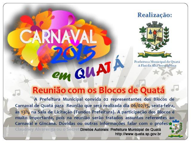 Notícia Reunião com os Blocos de Carnaval de Quatá