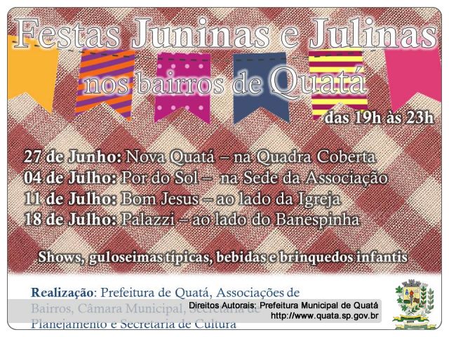 Notícia Festas Juninas e Julinas nos Bairros 