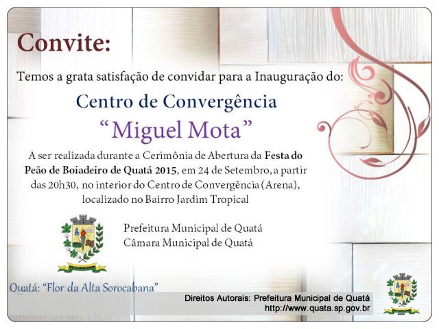 Notícia Convite para a Inauguração do Centro de Convergência