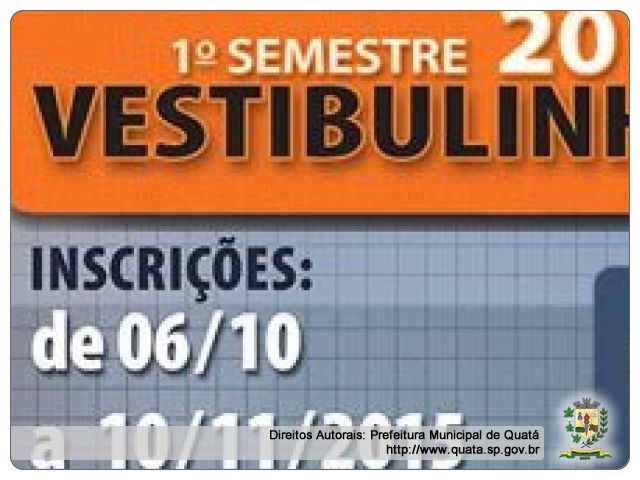 Notícia de 06/10 a 10/11/15 estarão abertas as inscrições para o Vestibulinho da ETEC