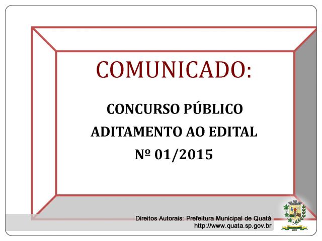 Notícia Concurso Público - Aditamento ao Edital nº01/2015 