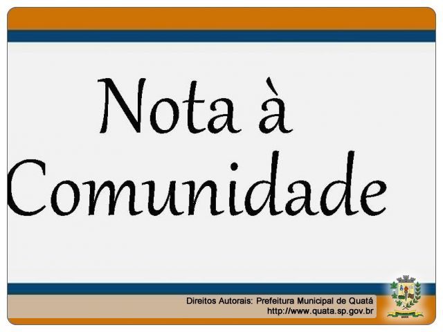Notícia Nota à comunidade