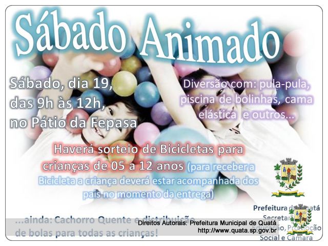 Notícia Festa em especial às crianças: Sábado Animado