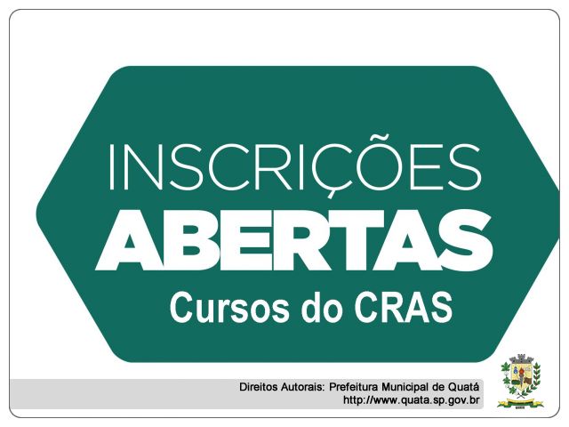 Notícia Abertas Inscrições para os CURSOS do CRAS