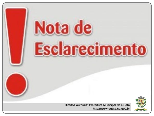 Notícia NOTA DE ESCLARECIMENTO