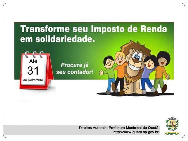 Notícia Campanha de Dedução de Imposto de Renda 2016