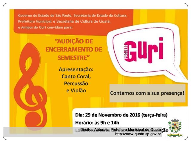 Notícia Audições de encerramento do GURI de Quatá