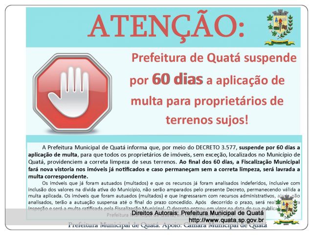 Notícia Prefeitura suspende TEMPORARIAMENTE a aplicação de multa para proprietários de terrenos sujos