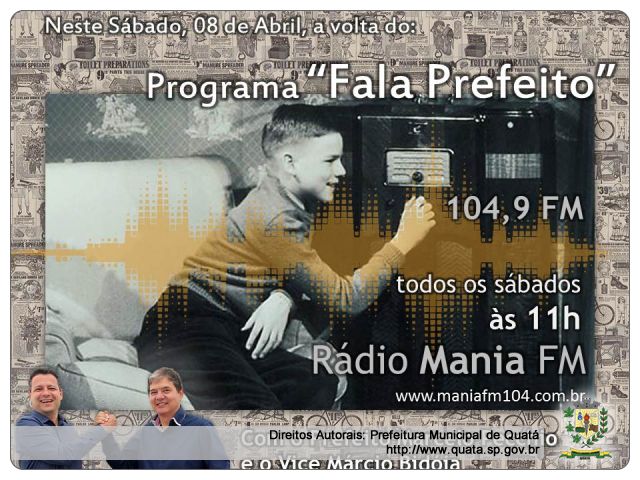 Notícia Programa Fala Prefeito volta neste sábado, 08/04