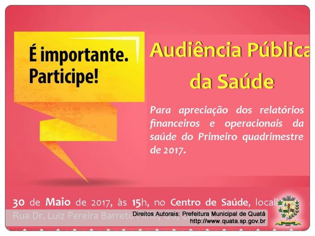 Notícia Audiência da Saúde - Maio