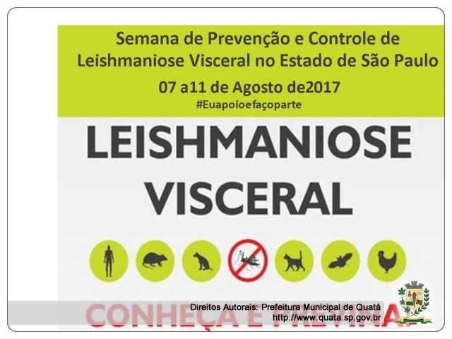 Notícia Começa HOJE Semana de Prevenção e Controle da Leishmaniose Visceral do Estado de São Paulo