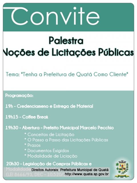 Notícia Palestra Noções de Licitações Públicas