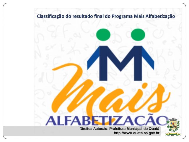 Notícia Classificação do Resultado Final do Programa Mais Alfabetização