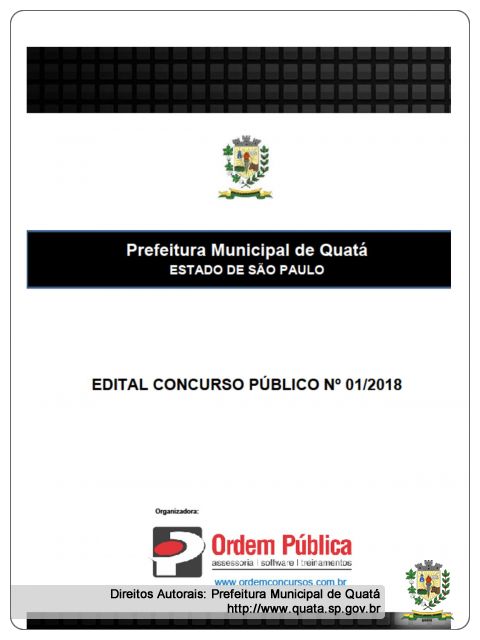 Notícia Prefeitura Municipal de Quatá divulga:  EDITAL DE CONCURSO 01/2018