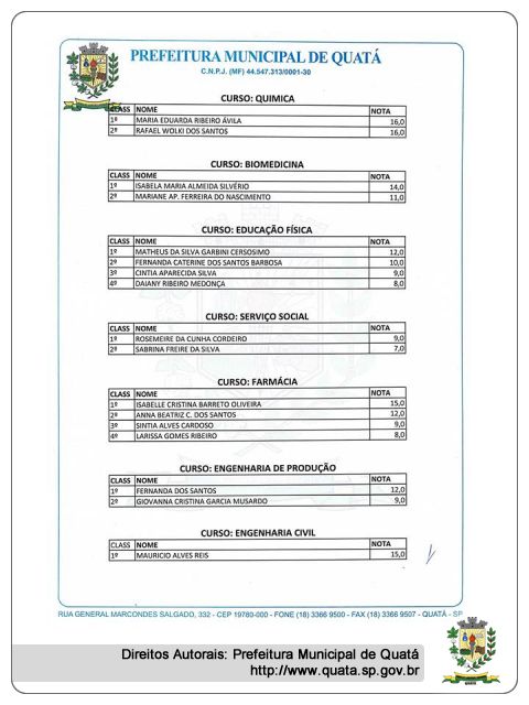 Notícia ESTAGIÁRIOS - Processo Seletivo - CLASSIFICAÇÃO