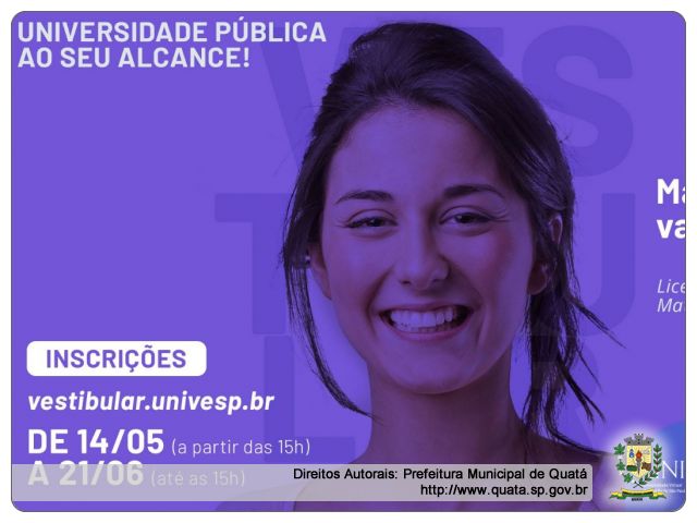 Notícia Últimos dias: Inscrições para Vestibular Univesp ? Quatá