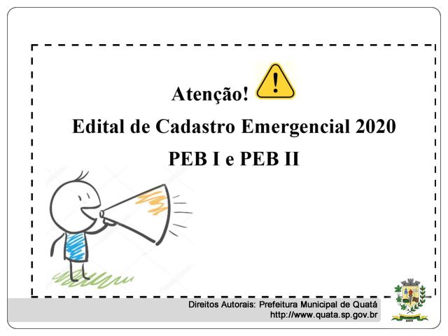Notícia Edital de Cadastro Emergencial 2020 - PEB I e PEB II