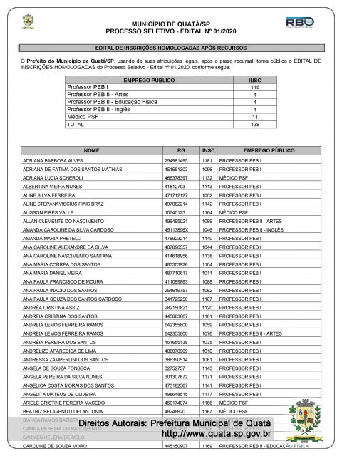 Notícia EDITAL DE INSCRIÇÕES HOMOLOGADAS APÓS RECURSOS