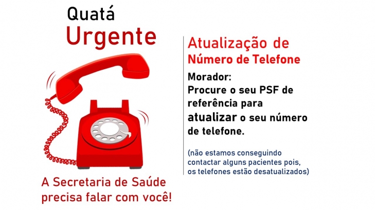 Atualização de Número de Telefone - Prefeitura Municipal de Quatá