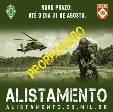 Notícia Prorrogado prazo para o Alistamento Militar 2021