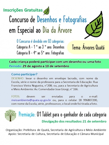 Foto 1: Concurso de Desenhos e Fotografias em Especial ao Dia da Árvore