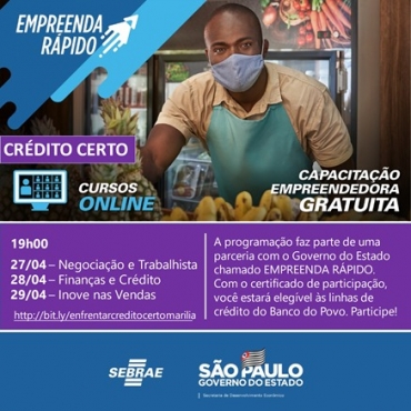 Foto 1: Cursos on-line SEBRAE