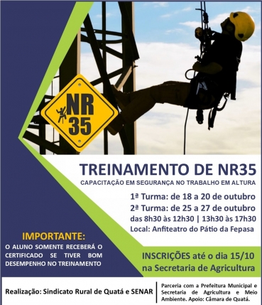 Foto 1: Treinamento em NR35 e NR33 - Altura e Confinamento