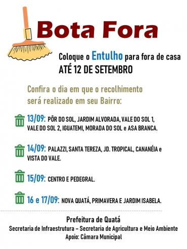 Foto 1: Recolhimento de entulho: de 13 a 17 de setembro