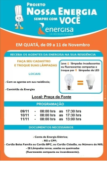 Foto 1: O Projeto Nossa Energia está chegando em Quatá!