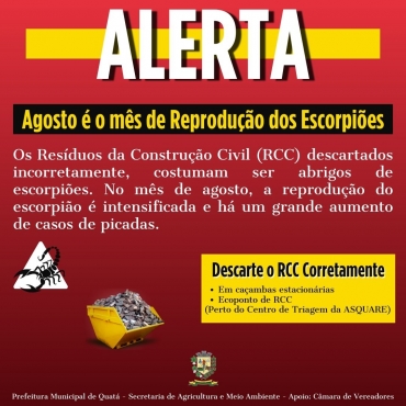 Foto 1: ALERTA - Agosto mês de resprodução dos  ESCORPIÕES