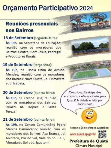 Foto 2: Acesse o site da Prefeitura de Quatá e dê a sua sugestão. Pesquisa se encerra dia 25/09