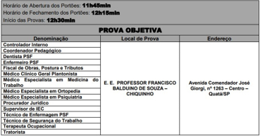 Foto 3: CONVOCAÇÃO PARA AS PROVAS 