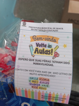 Foto 137: Volta às Aulas em Quatá: Alunos recebem Kit Escolar e Mimo especial