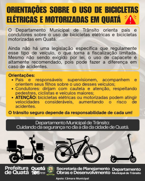 Foto 1: Orientações sobre o uso de bicicletas elétricas e motorizadas em Quatá