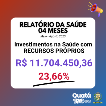 Foto 5: Relatório da Saúde | 04 meses - Maio - Agosto 2025