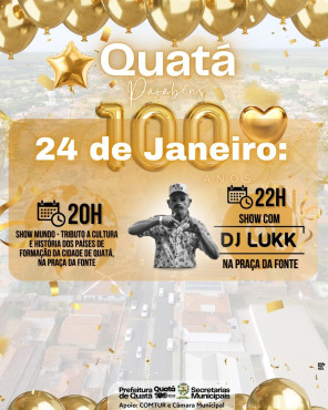 Foto 1: Prefeitura de Quatá divulga programação comemorativa dos seus 100 anos
