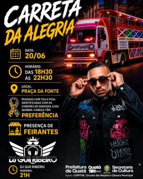 Foto 1: Carreta da Alegria e DJ Guii Ribeiro