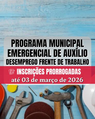 Notícia INSCRIÇÕES PARA PROGRAMA FRENTE DE TRABALHO