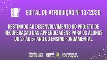 Edital de atribuição: desenvolvimento do Projeto de Recuperação das Aprendizagens 