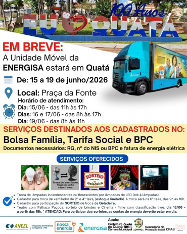 Foto 1: A Unidade Móvel da ENERGISA estará em Quatá