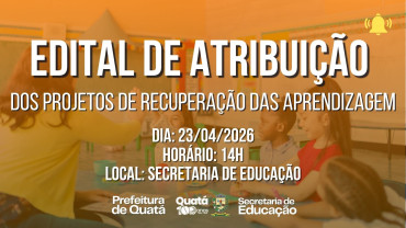 Edital de Atribuição dos Projetos de Recuperação das Aprendizagem